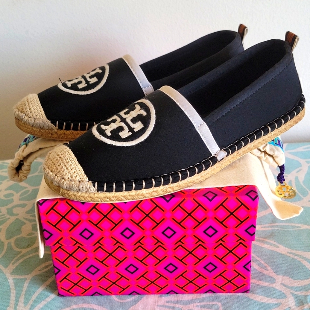 Tory Burch Black and White Espadrilles